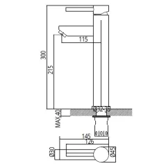 Duro Seria Acero bateria umywalkowa stojąca wysoka bez korka