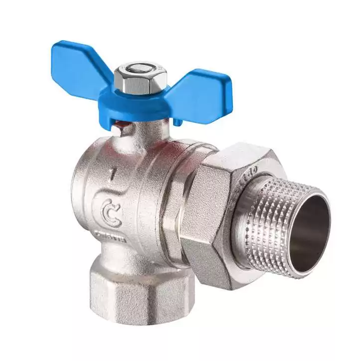 ZAWÓR KULOWY KĄTOWY 3/4" W/Z Z PÓŁŚRUBUNKIEM I MOTYLKIEM NIEBIESKIM,PN30 PEŁEN NIKIEL ZAWÓR KULOWY KĄTOWY 3/4" W/Z Z PÓŁŚRUBUNKIEM I MOTYLKIEM NIEBIESKIM,PN30 PEŁEN NIKIEL