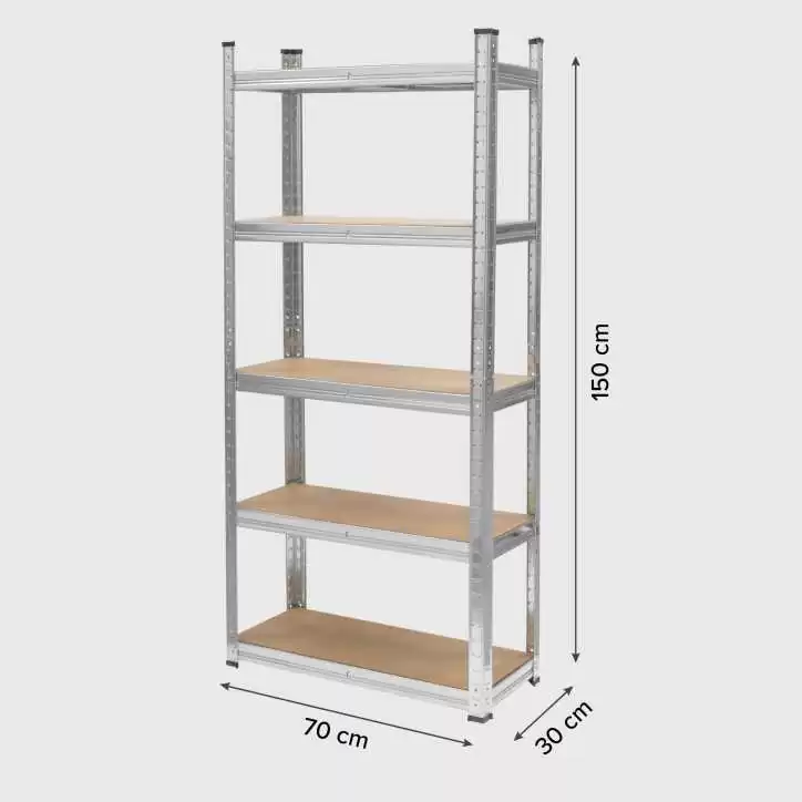 Regał metalowy magazynowy 150x70x30 srebrny Rebel