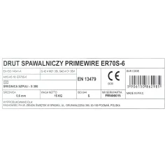 PrimeWire MAG drut spawalniczy ER70S-6 G3Si1 SG2 0.6mm 15kg S300 szpula plastykowa.