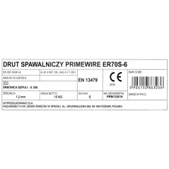 PrimeWire MAG drut spawalniczy ER70S-6 G3Si1 SG2 1.2mm 15kg S300 szpula plastykowa.