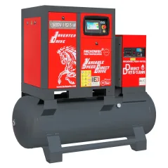 Sprężarka śrubowa ARROW II VSD 15 kW/500 720-1800 l/min. 10 Bar zestaw na zbiorniku poziomym 500L + osuszacz + filtry ISO 8573-1