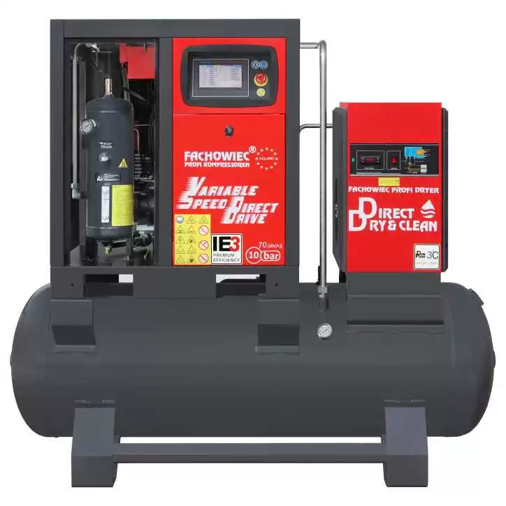 Sprężarka śrubowa ARROW II VSD 15 kW/500 720-1800 l/min. 10 Bar zestaw na zbiorniku poziomym 500L + osuszacz + filtry ISO 8573-1 Sprężarka śrubowa ARROW II VSD 15 kW/500 720-1800 l/min. 10 Bar zestaw na zbiorniku poziomym 500L + osuszacz + filtry ISO 8573-1