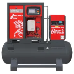 Sprężarka śrubowa ARROW II VSD 15 kW/500 720-1800 l/min. 10 Bar zestaw na zbiorniku poziomym 500L + osuszacz + filtry ISO 8573-1