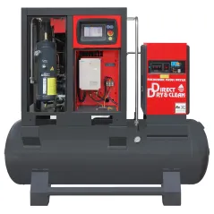 Sprężarka śrubowa ARROW II VSD 15 kW/500 720-1800 l/min. 10 Bar zestaw na zbiorniku poziomym 500L + osuszacz + filtry ISO 8573-1