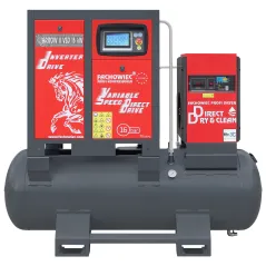 Sprężarka śrubowa ARROW II VSD 15 kW/500 420-1100 l/min. 16 Bar zestaw na zbiorniku poziomym 500L+ osuszacz + filtry ISO 8573-1 