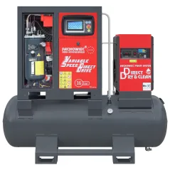 Sprężarka śrubowa ARROW II VSD 15 kW/500 420-1100 l/min. 16 Bar zestaw na zbiorniku poziomym 500L+ osuszacz + filtry ISO 8573-1 
