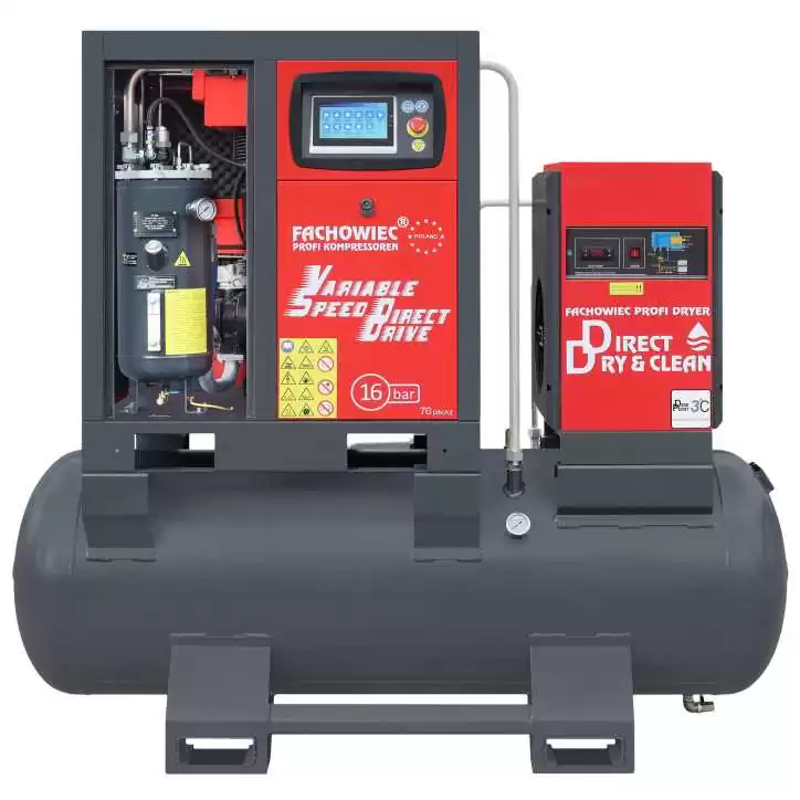 Sprężarka śrubowa ARROW II VSD 15 kW/500 420-1100 l/min. 16 Bar zestaw na zbiorniku poziomym 500L+ osuszacz + filtry ISO 8573-1 Sprężarka śrubowa ARROW II VSD 15 kW/500 420-1100 l/min. 16 Bar zestaw na zbiorniku poziomym 500L+ osuszacz + filtry ISO 8573-1