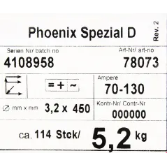Bohler MMA elektroda spawalnicza zasadowa Phoenix SPEZIAL D 3.2x450/5.2paczka/20.8karton (cena za 1 paczkę)