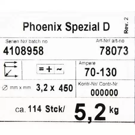 Bohler MMA elektroda spawalnicza zasadowa Phoenix SPEZIAL D 3.2x450/5.2paczka/20.8karton (cena za 1 paczkę)