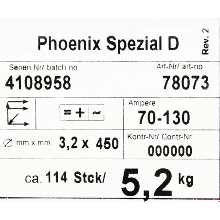 Bohler MMA elektroda spawalnicza zasadowa Phoenix SPEZIAL D 3.2x450/5.2paczka/20.8karton (cena za 1 paczkę)