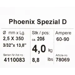 Bohler MMA elektroda spawalnicza zasadowa Phoenix SPEZIAL D 2.5x350/4.0paczka/16.0karton (cena za 1 paczkę)
