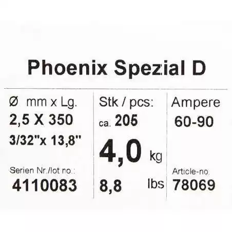 Bohler MMA elektroda spawalnicza zasadowa Phoenix SPEZIAL D 2.5x350/4.0paczka/16.0karton (cena za 1 paczkę)
