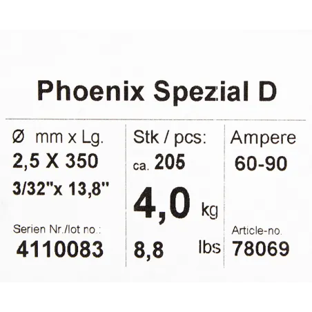 Bohler MMA elektroda spawalnicza zasadowa Phoenix SPEZIAL D 2.5x350/4.0paczka/16.0karton (cena za 1 paczkę)