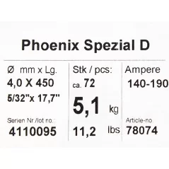 Bohler MMA elektroda spawalnicza zasadowa Phoenix SPEZIAL D 4.0x450/5.1paczka/20.4karton (cena za 1 paczkę)