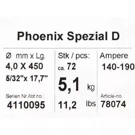 Bohler MMA elektroda spawalnicza zasadowa Phoenix SPEZIAL D 4.0x450/5.1paczka/20.4karton (cena za 1 paczkę)