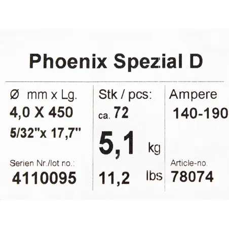 Bohler MMA elektroda spawalnicza zasadowa Phoenix SPEZIAL D 4.0x450/5.1paczka/20.4karton (cena za 1 paczkę)