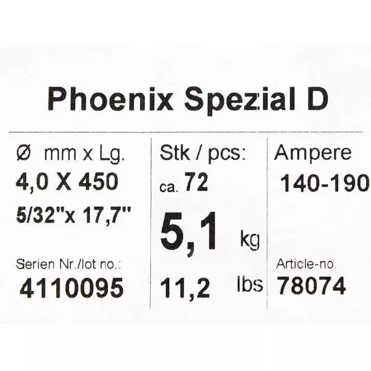 Bohler MMA elektroda spawalnicza zasadowa Phoenix SPEZIAL D 4.0x450/5.1paczka/20.4karton (cena za 1 paczkę) Bohler MMA elektroda spawalnicza zasadowa Phoenix SPEZIAL D 4.0x450/5.1paczka/20.4karton (cena za 1 paczkę)
