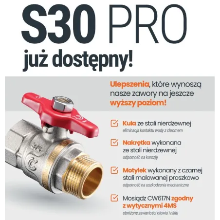 Calido S30 Pro zawór kulowy W/Z 1/2" z motylkiem