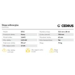 Stopa wibracyjna Cedrus CEDST01 – kompaktowa 15 kN