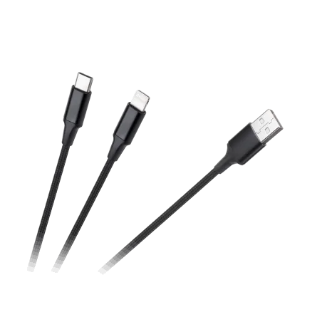 Kabel wtyk USB A - wtyk USB C/ wtyk lightningh (2w1) 1m