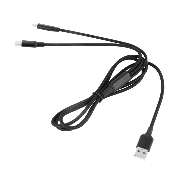 Kabel wtyk USB A - wtyk USB C/ wtyk lightningh (2w1) 1m