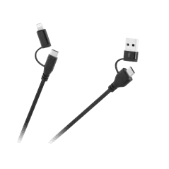 Kabel wtyk USB A/C - wtyk USB C/lightning (2+2) 1m