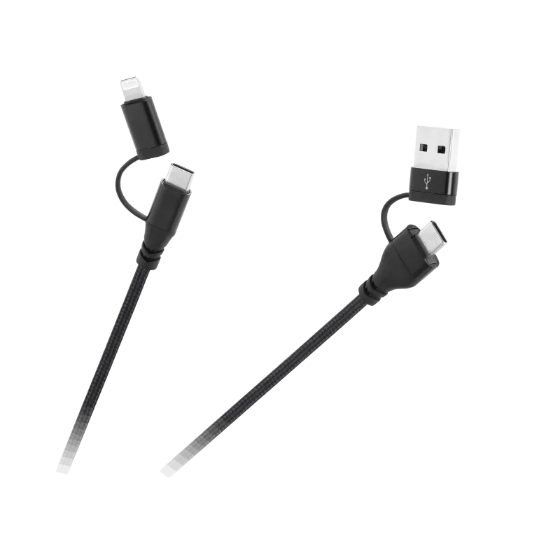 Kabel wtyk USB A/C - wtyk USB C/lightning (2+2) 1m