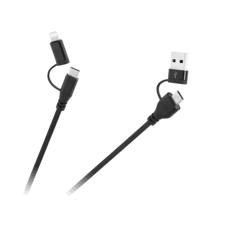 Kabel wtyk USB A/C - wtyk USB C/lightning (2+2) 1m