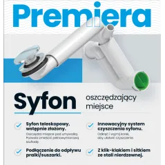 Syfon umywalkowy teleskopowy z korkiem klik-klak to innowacyjne rozwiązanie, które oszczędza miejsce pod umywalką. Dzięki możliwości zmieszczenia pełnowymiarowej szuflady, zapewnia praktyczne użytkowanie. Dodatkowo, system czyszczenia z użyciem klik-klaka i sitka ze stali nierdzewnej ułatwia utrzymanie syfonu w czystości. Idealny wybór dla osób poszukujących funkcjonalnych i nowoczesnych rozwiązań.