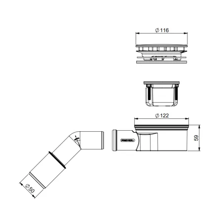 SYFON BRODZIKOWY DN90, NISKI