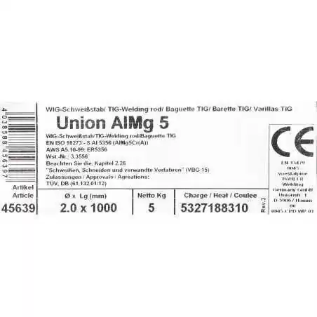 Bohler TIG drut spawalniczy pręt AlMg5 5356 aluminium 2.0x1000/opk. 5kg (cena za 1kg)