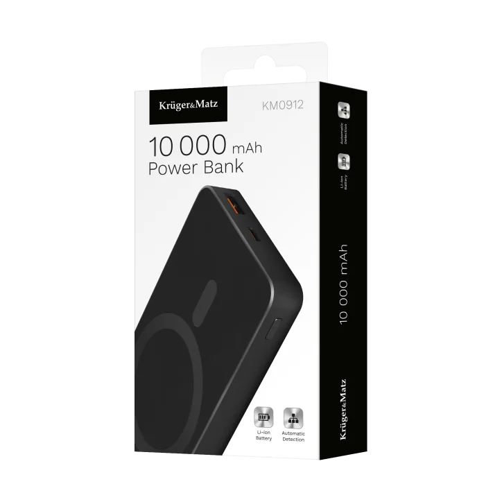 POWER BANK indukcyjny Kruger&Matz 10000 mAh Mag Safe czarny