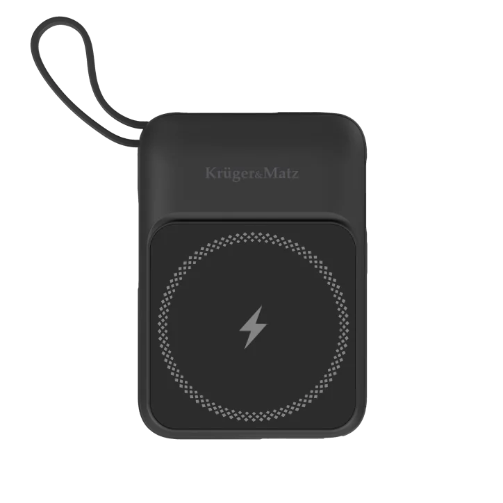 POWER BANK indukcyjny Kruger&Matz 10000 mAh Mag Safe z kablem czarny