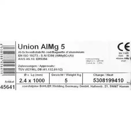 Bohler TIG drut spawalniczy pręt AlMg5 5356 aluminium 2.4x1000/opk. 5kg (cena za 1kg)