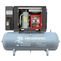 Sprężarka śrubowa Profi Kompressoren ARROW 11kW/500L zestaw na zbiorniku poziomym z osuszaczem chłodniczym 3 stopnie, filtrami 3