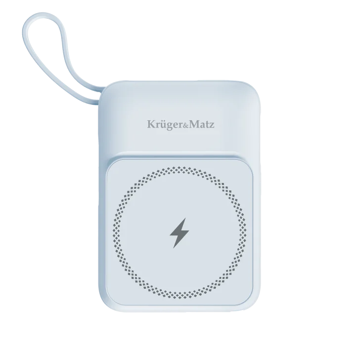 POWER BANK indukcyjny Kruger&Matz 10000 mAh Mag Safe z kablem niebieski