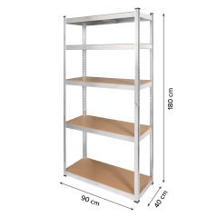 Regał metalowy magazynowy 180x90x40 srebrny Rebel