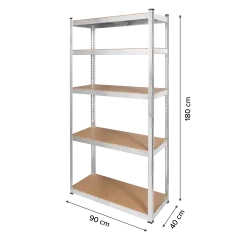Regał metalowy magazynowy 180x90x40 srebrny Rebel