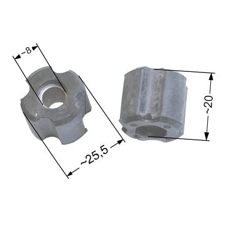 Tuleja wałka napędu 25,5 mm / 8 mm CGWLBCBCSPS wykaszarki marketowe