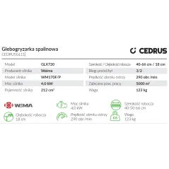 Glebogryzarka Cedrus CEDRUSGL11 GLX720 do ogrodu