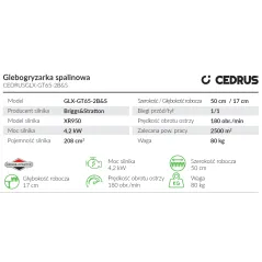 Glebogryzarka Cedrus CEDRUSGLX-GT65-2B&S