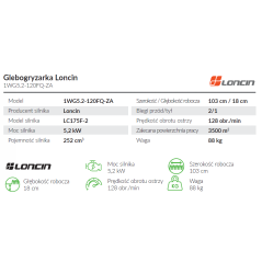 Glebogryzarka Loncin 1WG5.2-120FQ-ZA do efektywnej uprawy ziemi