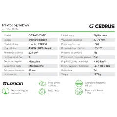Traktorek Cedrus C-TRAC-65MC Cedrus Garden Traktorek kosiarka