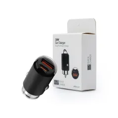 Ładowarka samochodowa 30W CZARNA PD3.0+QC4.0