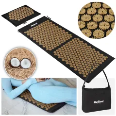 Mata zdrowotna ECO z kolcami do akupresury z poduszką, 110x42cm, XL, szare kolce, Rebel Active