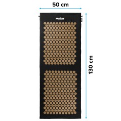 Mata zdrowotna ECO z kolcami do akupresury z poduszką, 130x50cm, XXL, złote kolce, Rebel Active
