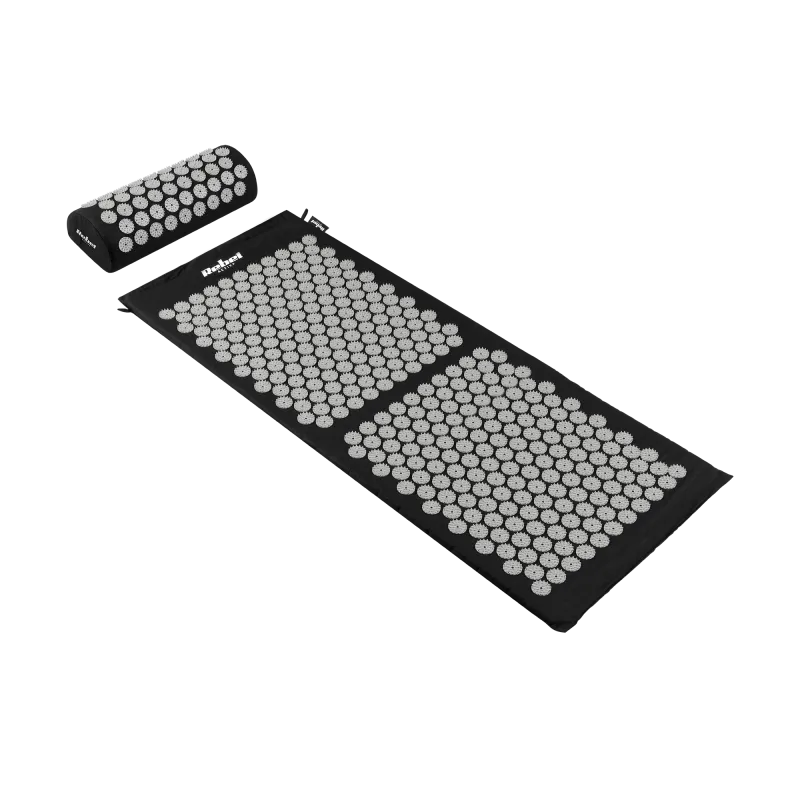 Mata zdrowotna z kolcami do akupresury z poduszką, 110x42cm, XL, szare kolce, Rebel Active