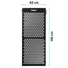 Mata zdrowotna z kolcami do akupresury z poduszką, 110x42cm, XL, szare kolce, Rebel Active