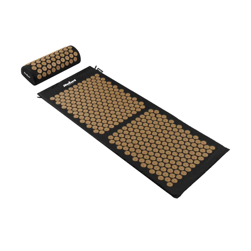 Mata zdrowotna z kolcami do akupresury z poduszką, 110x42cm, XL, złote kolce, Rebel Active